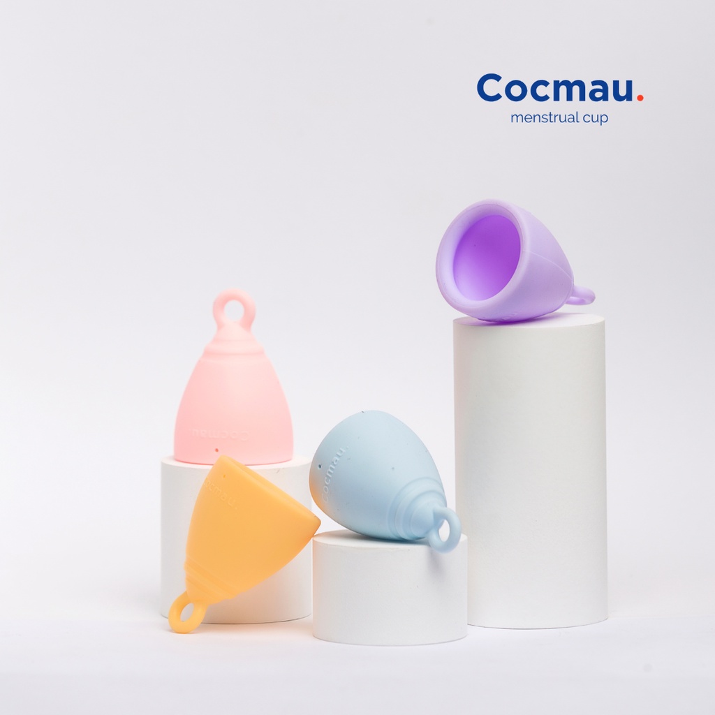 Combo 2 Cốc nguyệt san cải tiến Cocmau - Cuống tròn dễ tháo - Thiết kế vành ẩn nhỏ gọn - 100% silicone y tế