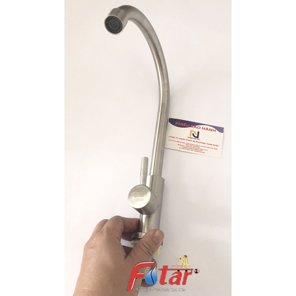 [VÒI thân đúc nguyên khối] Vòi Rửa Chén Bát Lạnh Inox 304 quay 360 độ dùng cho 2 hộc chậu N5002 Fotar