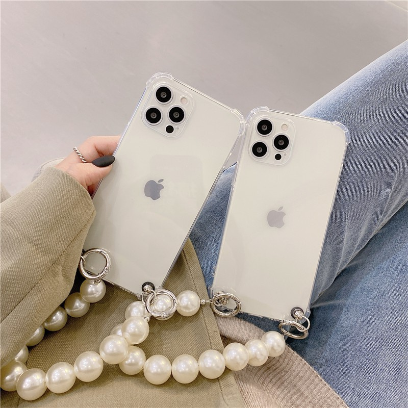 vivo 1606 1609 1611 1610 1601 1603 1716 1723 1718 1726 1713 1714 1724 1725 1727 1728 1719 Pearl Bracelet transparent mobile phone case Personality creative Japanese and Korean TPU mobile phone protective sleeve Transparent mobile phone soft shell