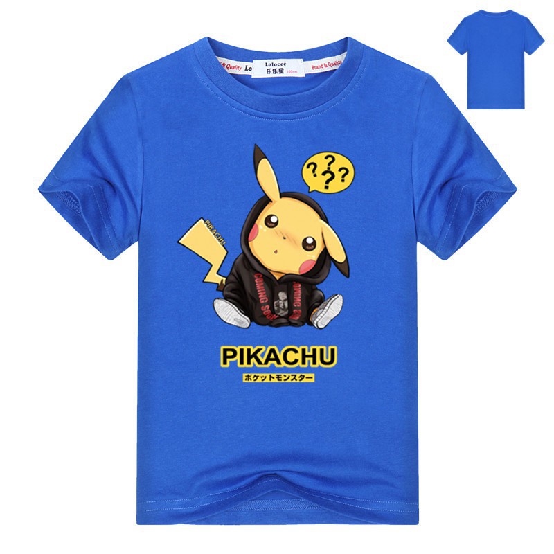 Áo thun tay ngắn in hình Pikachu hoạt hình thời trang hè 2019 cho bé trai