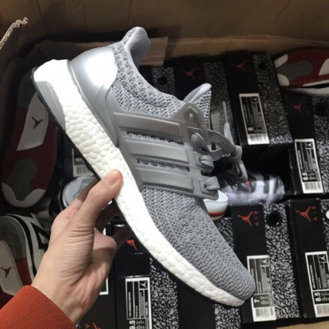 Giày thể thao sneaker giày học sinh Ultraboost 4.0 xám đế trắng cá tính
