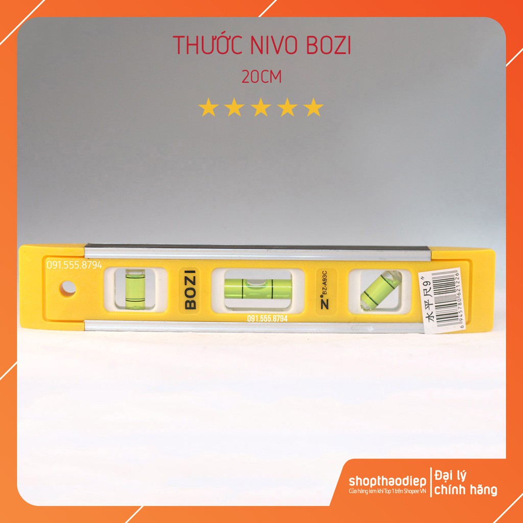 [HÀNG TỐT - GIÁ RẺ] Thước Thủy Nivo Cân Bằng 20cm hiệu BOZI, Thước Cân Bằng Mini 20cm