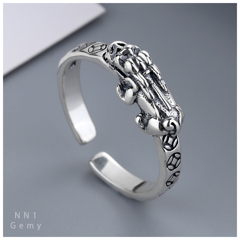 Nhẫn nam bạc mặt tì hưu cá tính, độc đáo, unisex NN1| GEMY SILVER