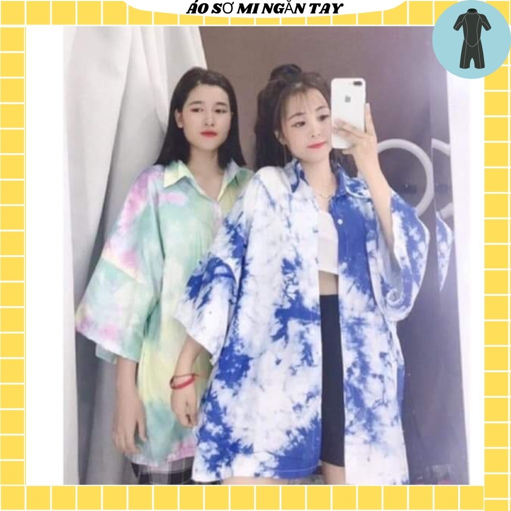 Áo Sơ Mi Tay Ngắn Unisex Cổ Bẻ Phông Cách Hàn Quốc Freesize
