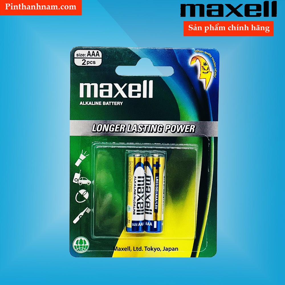 Pin AAA Maxell alkaline vỉ 2 viên LR03(GD)2B chính hãng