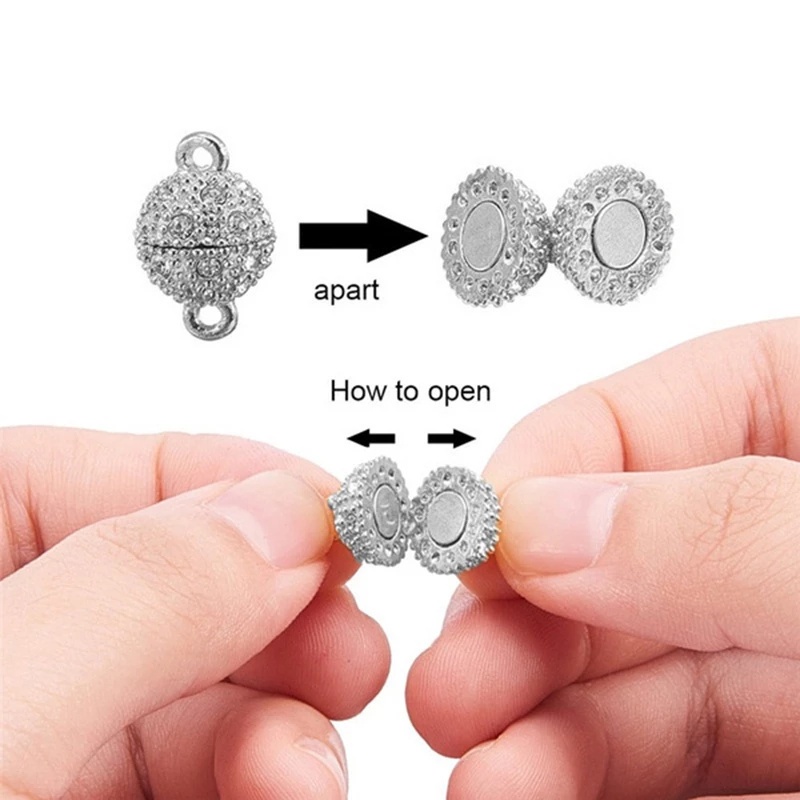 Set 3 Khóa Cài Nam Châm Hai Đầu 10mm Dùng Làm Vòng Tay / Vòng cổ DIY