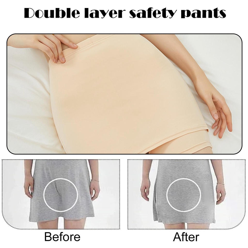 Quần Bảo Hộ Hai Lớp Vải Lụa Lạnh Mỏng Dáng Rộng Chống Phản Xạ Thời Trang Mùa Hè Dành Cho Nữ