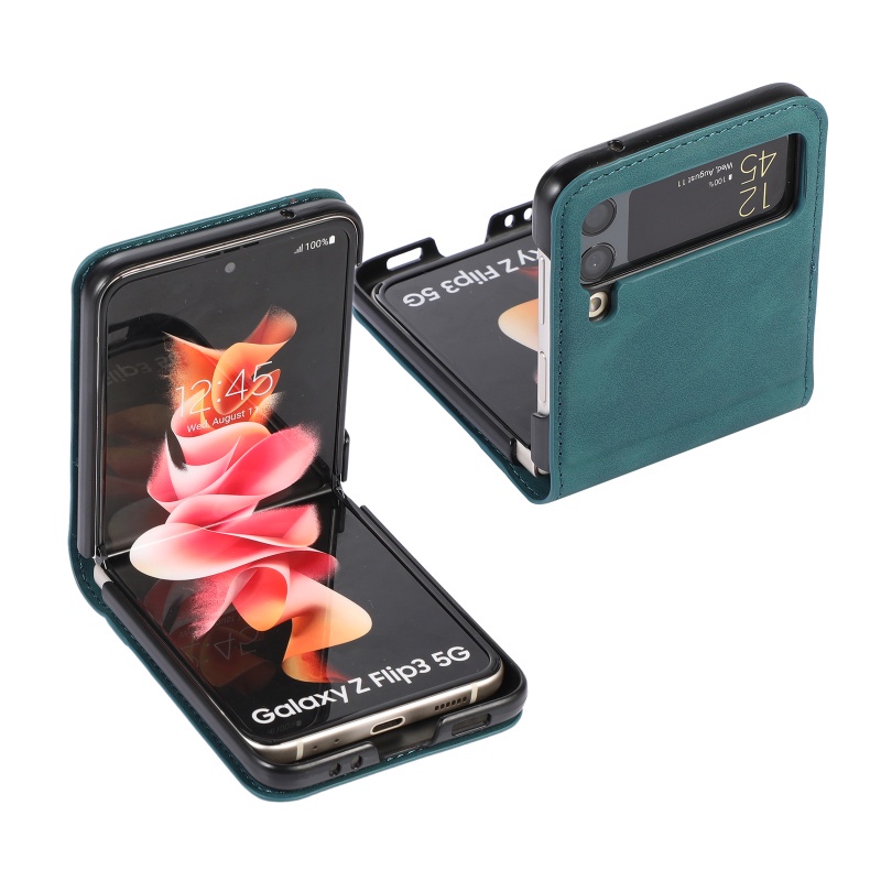 Ốp Điện Thoại Da Gập 3 Chống Sốc Phong Cách Doanh Nhân Sang Trọng Cho Samsung Galaxy Z Flip 3