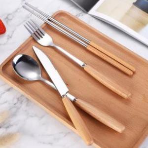 Thìa đũa dĩa ăn Inox cán gỗ cao cấp