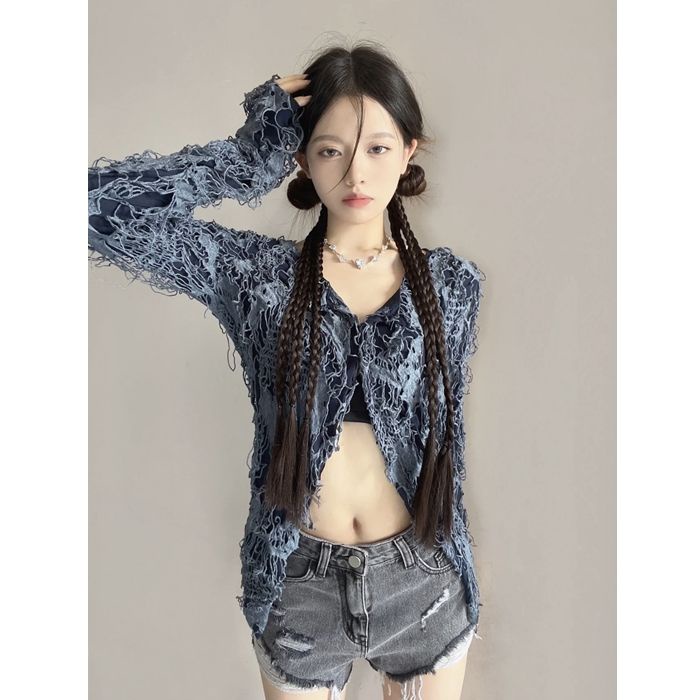 Áo Cardigan Y2k Millennium Thiết Kế Siêu Mỏng Thoáng Khí Kết Cấu Không Thể Thiết Kế Be Your Hole Princess Bar Bán Chạy Mùa