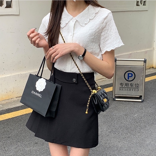 【Hana and Alice】Áo Thun POLO Dệt Kim Ngắn Tay Thời Trang