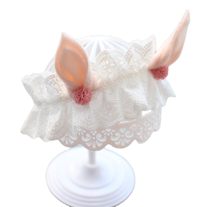 Băng Đô Tai Thỏ Phối Ren Co Giãn Dễ Thương Dành Cho Bé Gái