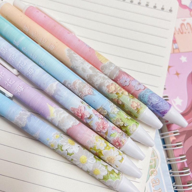 Bộ 6 bút mực gel hình tranh sơn dầu phong cách nàng tiên cá cho học sinh chất lượng cao