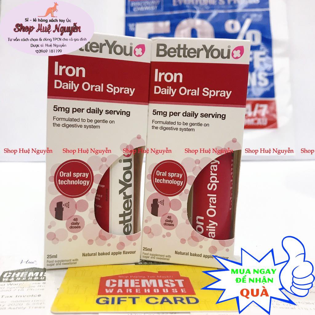 Sắt Iron dạng xịt Better You Iron Daily Oral Spray cho bé từ 1 tuổi CHUẨN ANH