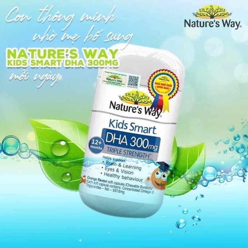 Nature’s Way Kids Smart DHA 300mg - Viên Nhai Bổ Sung DHA Cho Bé Thông Minh | Thế Giới Skin Care