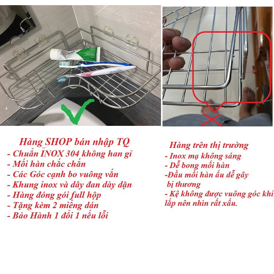 Kệ Góc Inox Chất Liệu Cao Cấp Nhà Tắm, Nhà Bếp, Phòng Khách Dính Tường Siêu Chắc (Feedback + Clip)