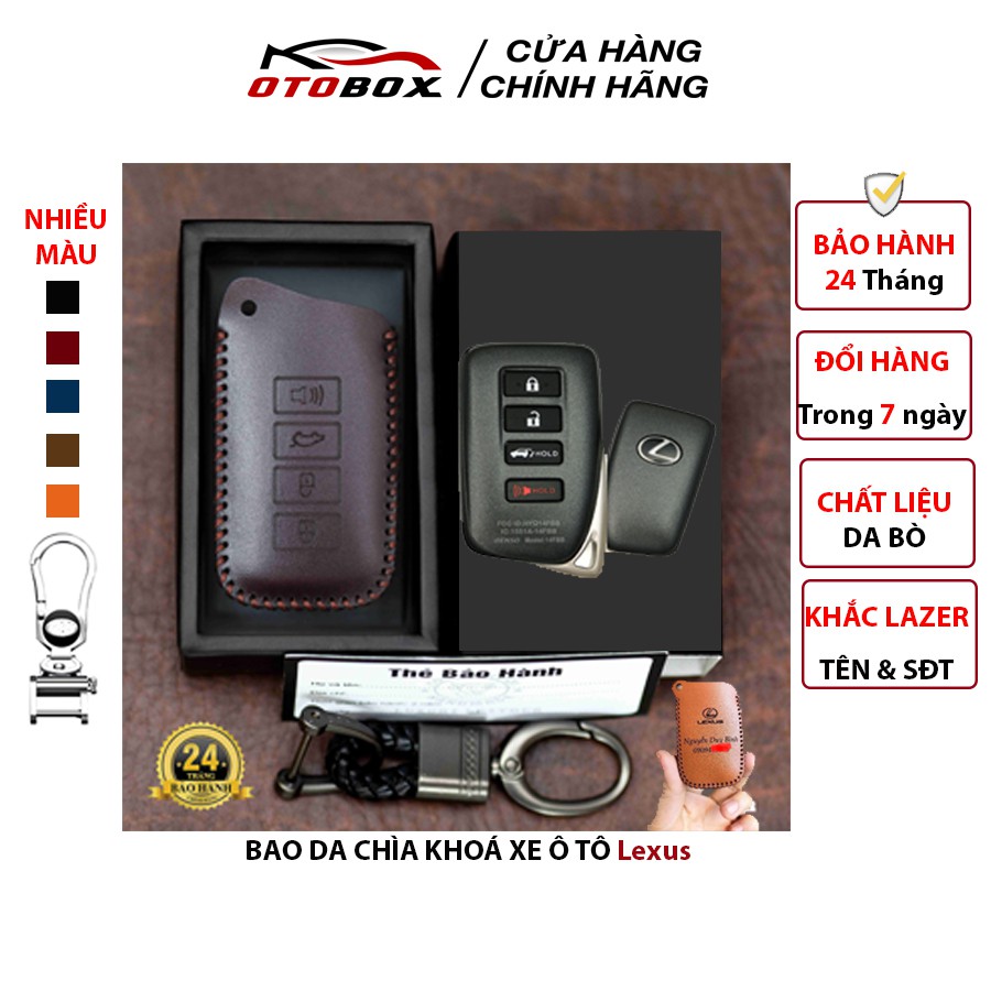 Bao da chìa khoá o to lexus nút thẳng chìa thông minh da bò thật cao cấp bảo vệ chống xước và va đập my car