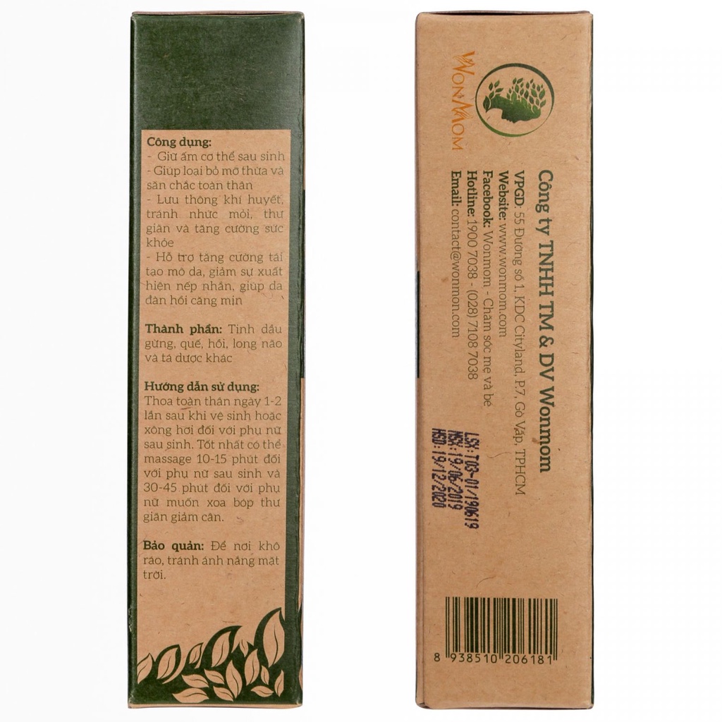 Gel gừng toàn thân giảm nhức mỏi Wonmom 70g