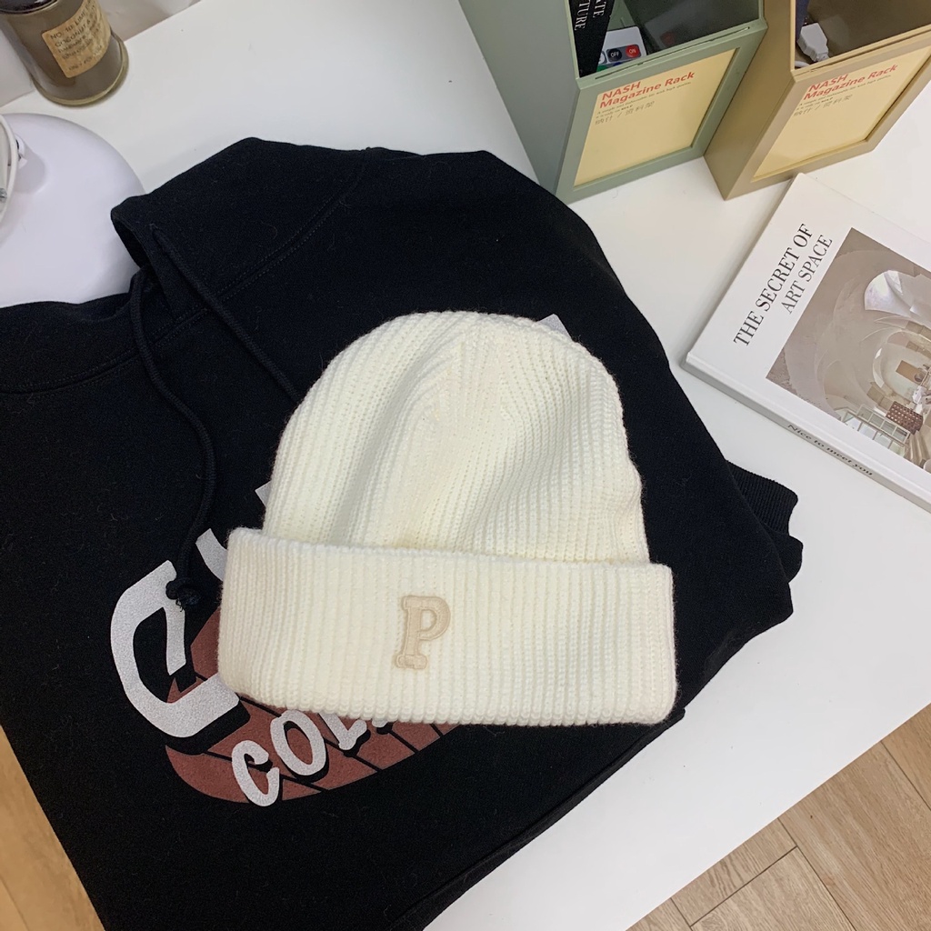 Mũ len Beanie phong cách Hàn Quốc chữ P nhiều màu SẴN HÀNG - L13