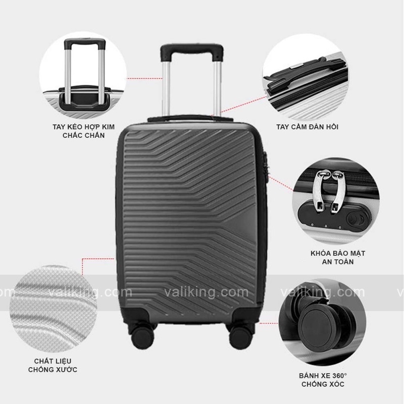 Vali kéo du lịch RIVAL333 nhựa ABS PC bền bỉ, chống va đập 20 inch, 24 inch - VALIKING