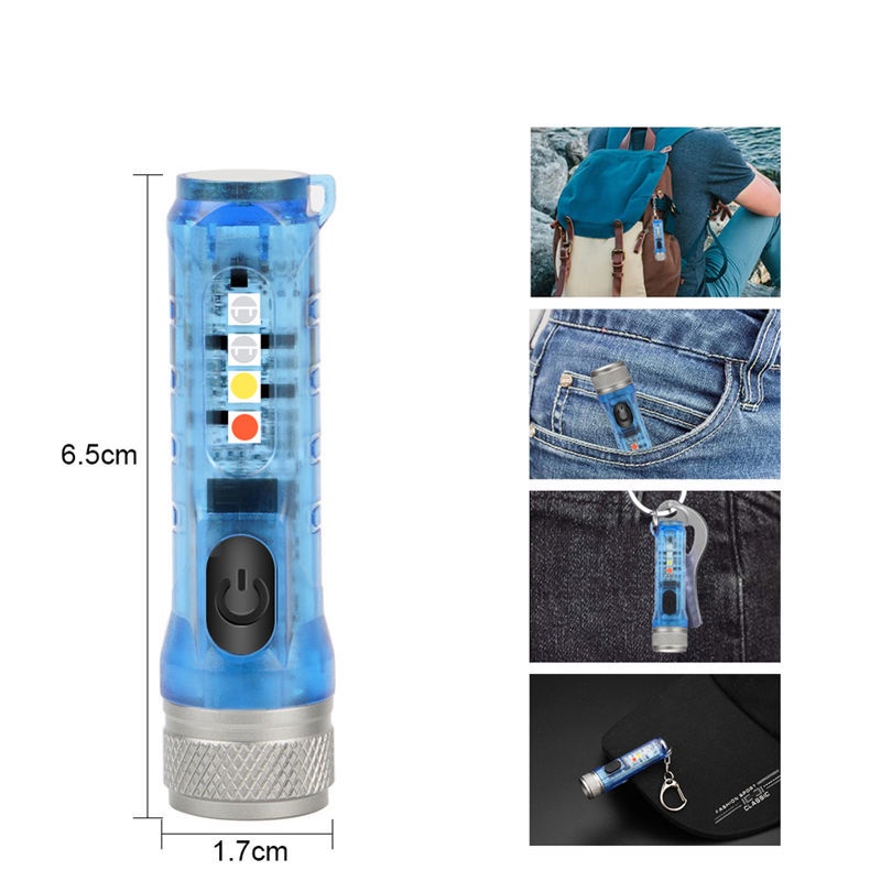 Móc Khóa Đèn Pin Dạ Quang Mini Đa Năng Sạc Nhanh IP66 Chống Nước Có Nam Châm Cảnh Báo