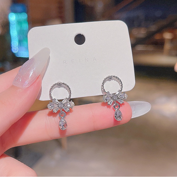 📛 RẺ VÔ ĐỊCH 📛 Bông tai cao cấp đá vòng tròn màu bạc nữ tính phong cách hàn quốc