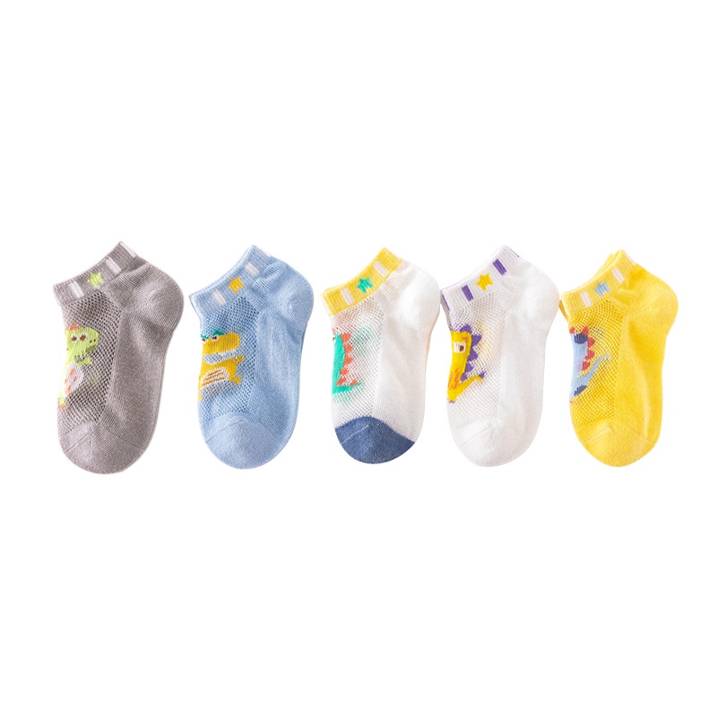Set 5 Đôi Tất Lưới Mỏng Thoáng Khí Họa Tiết Hoạt Hình Cho Bé 1-12 Tuổi