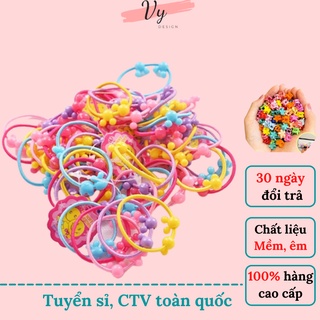 Set Chun Kẹp Buộc Tóc Bé Gái VY DESIGN. Set Chun Buộc Tóc Thỏ Cho Bé Gái, Kẹp Càng Cua Cho Bé 1-5 Tuổi