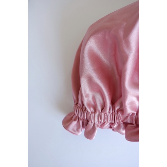 Mũ trùm đầu khi  tắm  - ngủ  bằng  Lụa Satin  bóng mịn  ngăn gãy rụng tóc