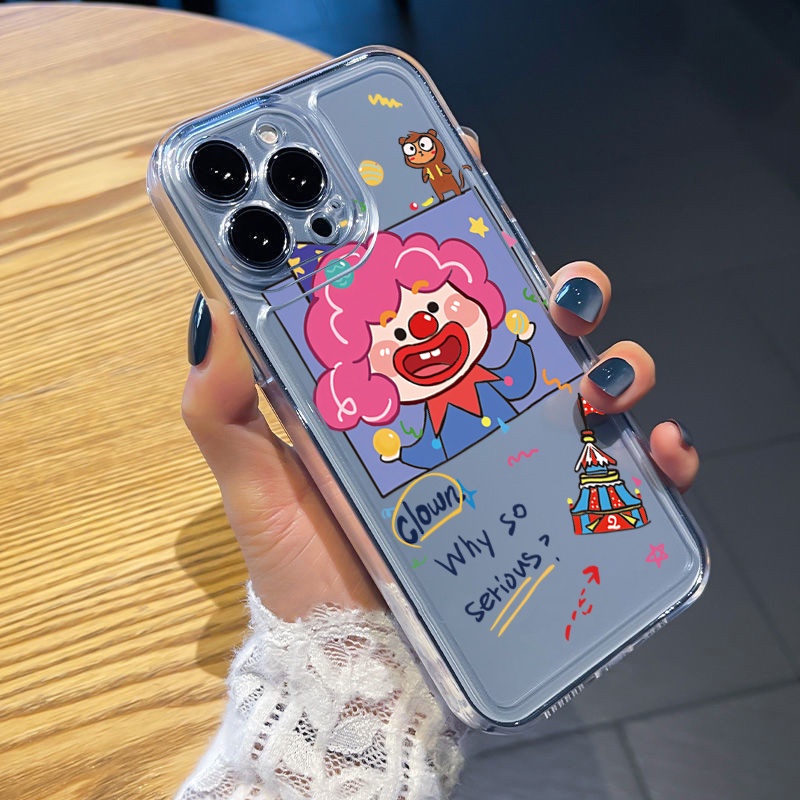 Ốp Điện Thoại TPU Gel Đệm Khí Chống Rơi Hình Chú Voi / Chú Hề Màu Trong Suốt iPhone 13 Pro Max 14 12 11 XR 8 7 SE 2022