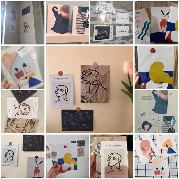 Set 3 tấm thiệp giấy họa tiết picasso nghệ thuật thời trang