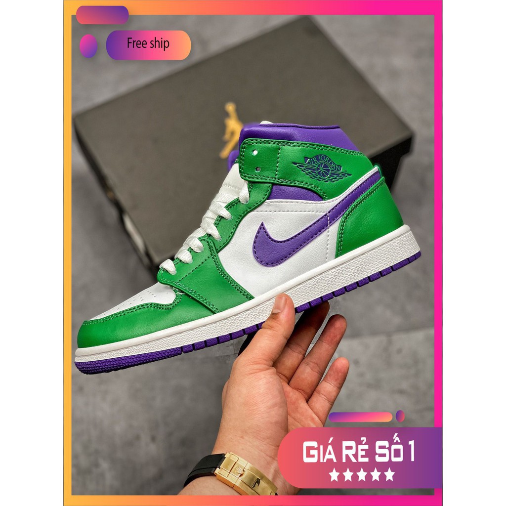 Giày thể thao sneaker AIR Jordan 1 Mid Incredible Hulk cổ cao siêu đẹp dành cho nam và nữ