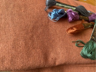 Vải linen màu cam đất