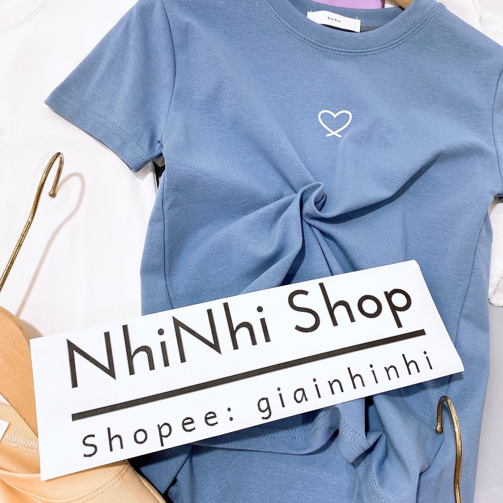 Áo thun ôm cổ tròn xin xin hình tim, Áo phông ngắn tay dáng ôm XX9310 - NhiNhiShop