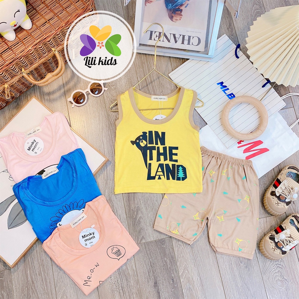 Bộ Ba Lỗ Cho Bé LILI.KIDS Chất Thun Lạnh Họa Tiết Cho Bé Trai Bé Gái Từ 8-18kg BBL03