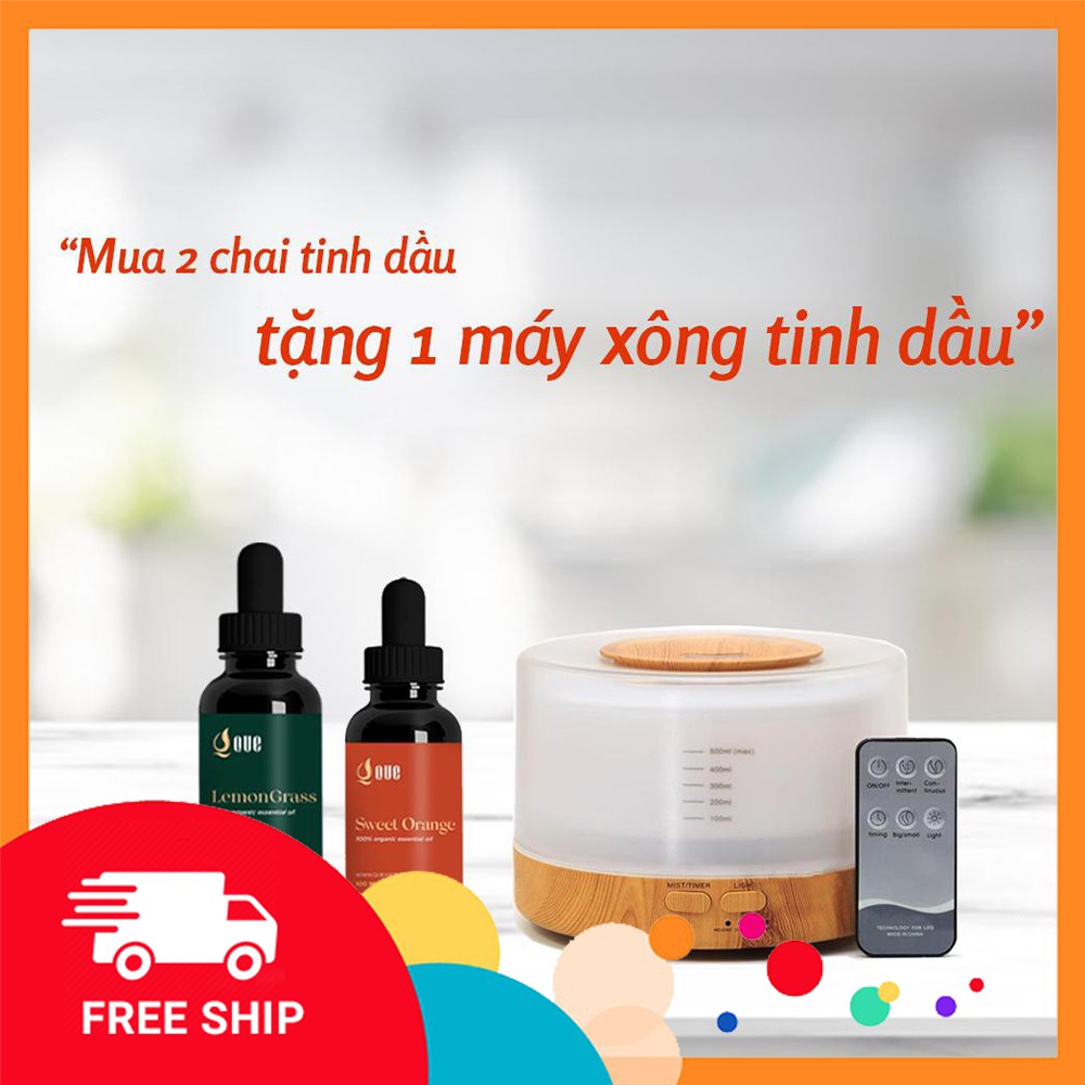 Combo Mua 2 Tinh Dầu Thiên Nhiên Cam Ngọt, Sả Chanh 100ml Tặng Máy Xông Bluetooth nghe nhạc