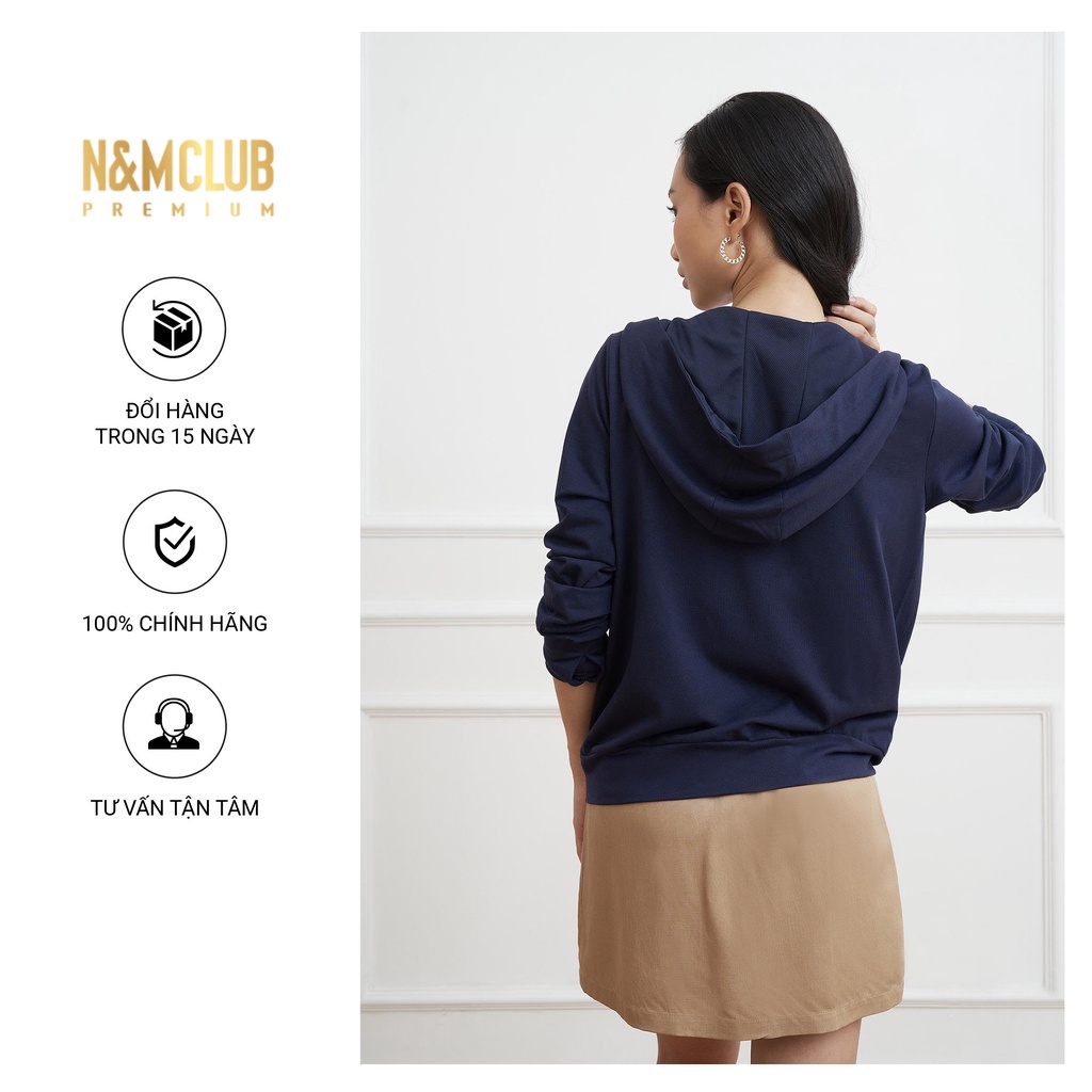 Áo Khoác Nữ N&amp;MCLUB tay dài chất liệu thoáng mát co giãn màu xanh navy mã 2103050