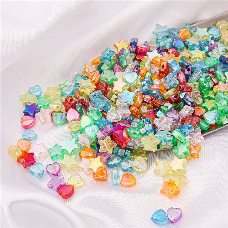 Set 100 Hạt Xỏ Lỗ Hình Trái Tim Nhiều Màu Kích Thước 8x9mm Dùng Để Làm Đồ Trang Sức Thủ Công