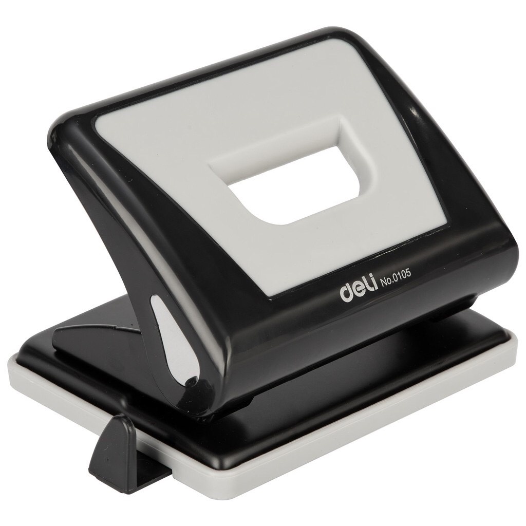 Máy đục lỗ 15 tờ Deli, 3 màu  Xanh dương, Đỏ, Ghi xám - 1 cái E0105 dùng cho văn phòng phẩm giá rẻ tiện lợi sử dụng