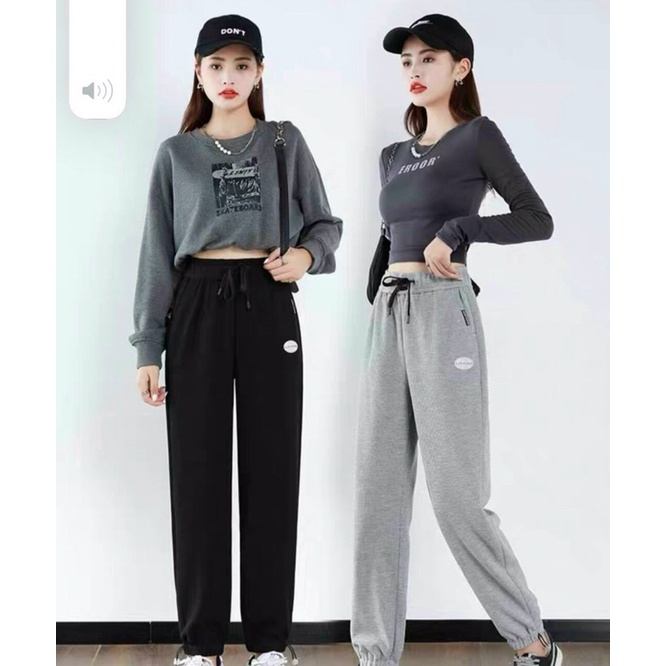 Quần jogger ống rộng WIND unisex dây rút bo chun Basic overszie nam nữ đều mặc được Free Size 48-65Kg