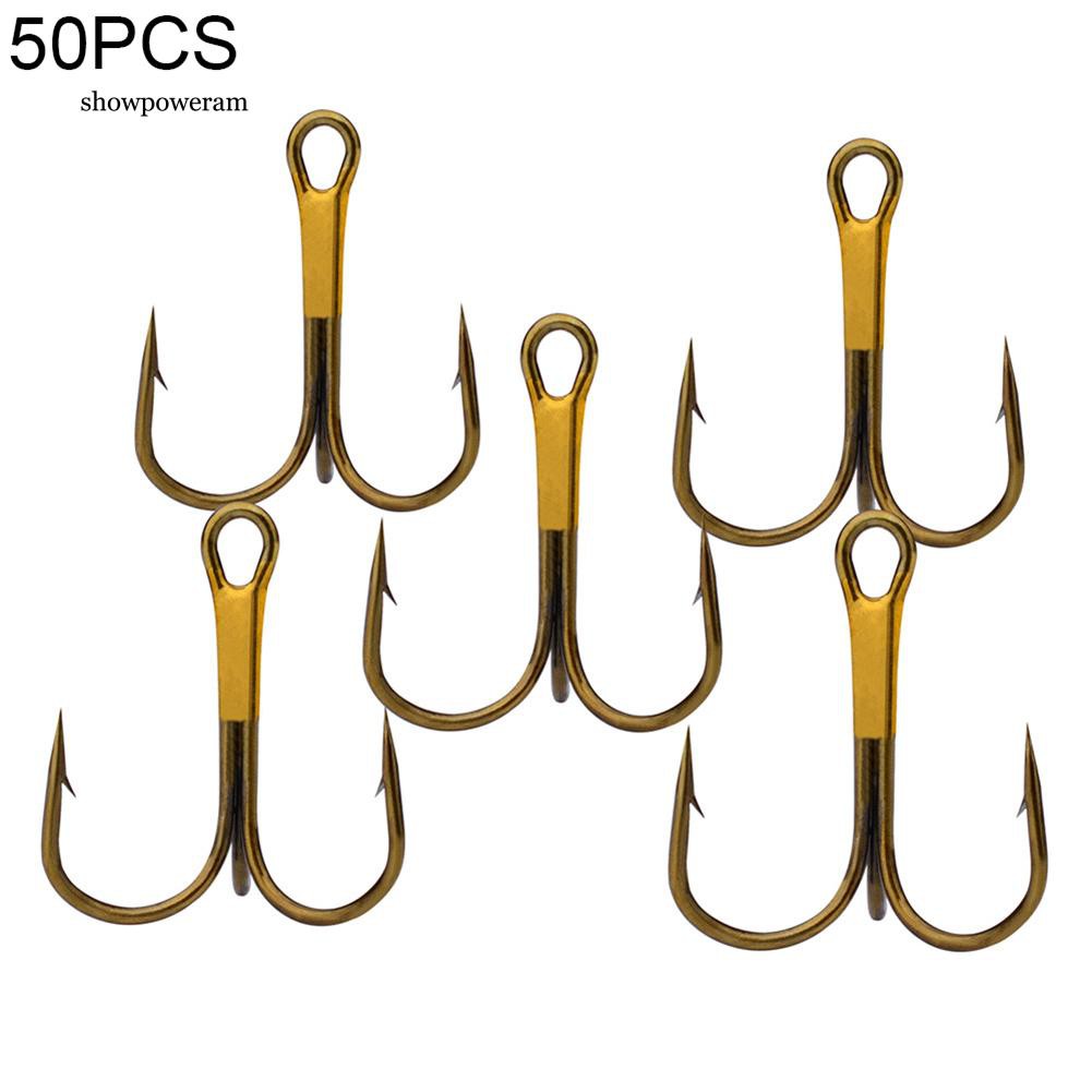 Set 50 Mồi Câu Cá Ba Lưỡi Bằng Thép Cacbon Chất Lượng Cao