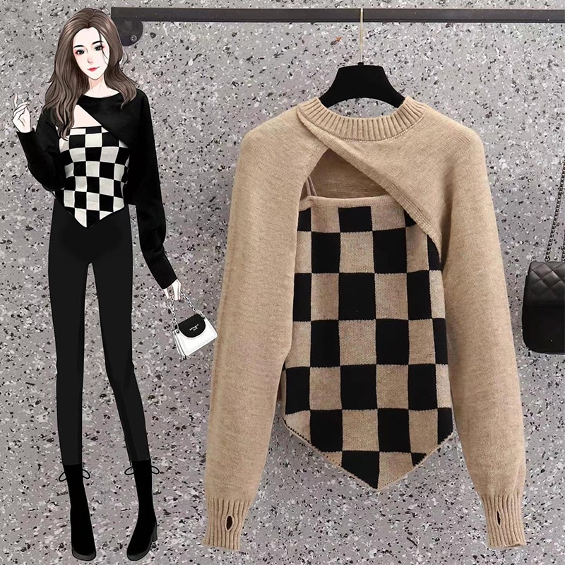 🌸Hàng Order(Có Sẵn L,XL,2XL)🌸Váy Đầm Bigsize Sét Áo Len Dây Khối Áo Khoác Len Hở Ngực Sexy Nữ Tính🌸Hàng Quảng Châu