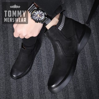 Giày Da Nam Hàn Quốc Cao Cổ Trẻ Trung Da Bò TOMMY Giày Chelsea Boot Nam Cao Cấp Chính Hãng GNK101
