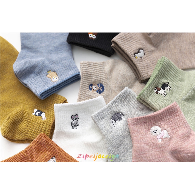 Vớ cotton thêu họa tiết hoạt hình dễ thương