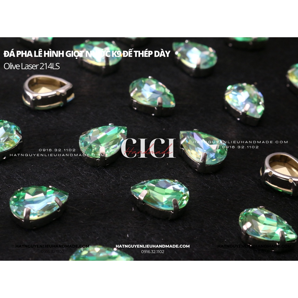 Đá pha lê nhân tạo giọt nước đá K9 cao cấp đế thép dày không gỉ Cici Handmade hạt cườm nguyên liệu tự làm kẹp tóc cô dâu