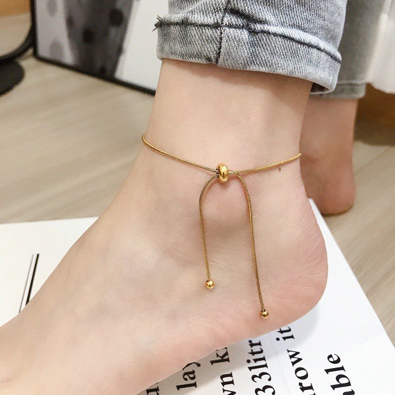 Lắc chân kiểu xương rắn đơn giản Thép titan không phai màu thời trang phong cách Hàn Quốc cho nữ