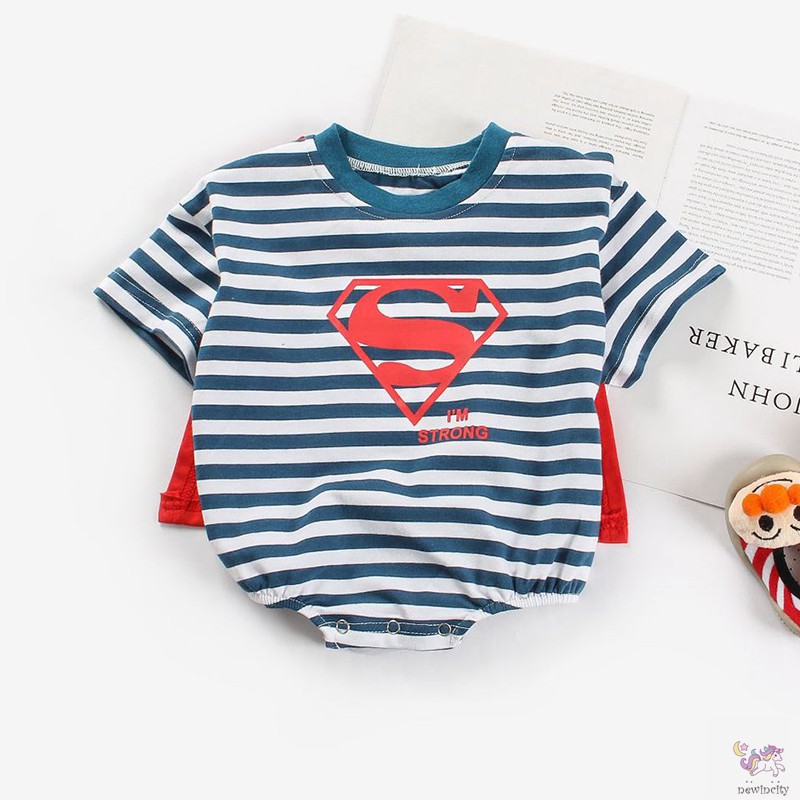 Bộ Áo Liền Quần Ngắn Tay Kẻ Sọc Hàn Quốc Cho Bé Trai Và Bé Gái