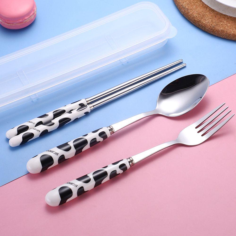 Bộ Muỗng Đũa nĩa Họa Tiết Bò Sữa Dễ Thương