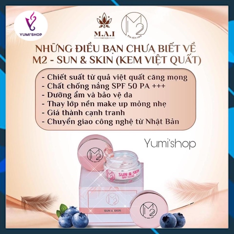 Kem face dưỡng trắng da và chống nắng M2 SUN&SKIN 20gr.