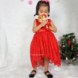 Đầm công chúa đuôi tôm nơ 2 nút( đỏ)
